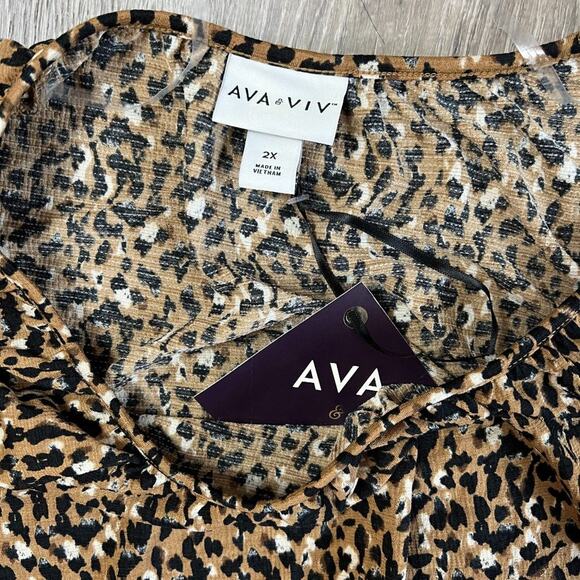 Ava & Viv Women's Plus Size Animal Print Long Sleeve Top - Size 2X - NWT - Picture 5 of 8
